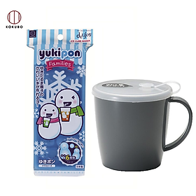Combo 01 Khay nhựa làm đá hình người tuyết Kokubo DeLijoy + 01 Cốc nhựa uống nước nắp mềm Yamada G&B có chỗ cắm ống hút tiện lợi- Made in Japan