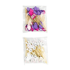 200x Wood Fruit Picks Cocktail Sticks Drink Cake Toppers for
