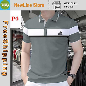 Áo POLO Phối Ngực Thể Thao Trẻ Trυng Sang Trọng Chất CVC Cá Sấu Nam Menswear Thun Có Cổ. - Xám
