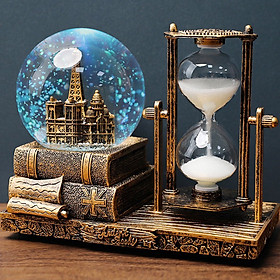 Đồng hồ cát phong cách retro kèm quả cầu tuyết pha lê phát sáng - Đồ lưu niệm, quà tặng ý nghĩa trang trí nhà cửa