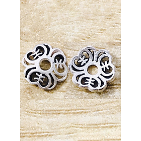 Combo 8 cái charm bạc chụp hạt, bọc hạt họa tiết hoa văn xương cá - Ngọc Quý Gemstones