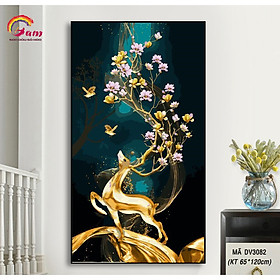 Mua Tranh tô màu số hoá Gam khổ lớn không khung Hươi nai sừng nở hoa DV3082