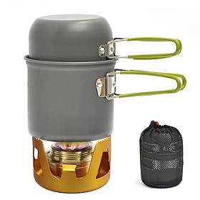 Mini Alcohol Stove Cooking Pot Cookset for Outdoor Camping Hiking Backpacking Fishing