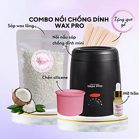 COMBO Nồi Nấu Sáp Wax Lông Nóng chống dính mini + 100g Sáp Wax Triệt lông + Chén + Mỡ Trăn tặng que wax