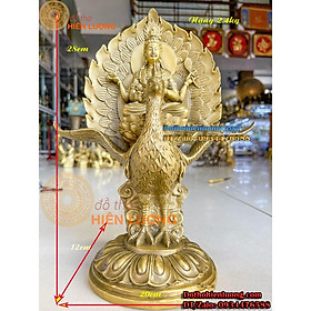 Mua Tượng Khổng Tước Minh Vương (Ứng Thân Quan Thế Âm Bồ Tát) Màu Vàng Bằng Đồng Đẹp