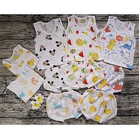 Set 5 bộ cộc sát nách cotton giấy thông hơi siêu mỏng cho bé trai bé gái