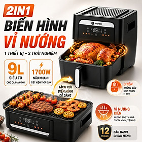 Nồi Chiên Không Dầu Kèm Vỉ Nướng 2-in-1 Mishio MK407: Nâng Tầm Món Ngon, Tiện Lợi Vượt Trội - hàng chính hãng