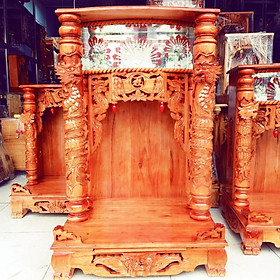 Mua Bàn thờ thần tài ông địa gỗ xoan quỳ trụ điện tử ngang 68 cm