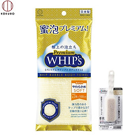 Mua Combo Khăn tắm kỳ lưng Nhật Bản Whip s Kokubo + Bàn chà gót chân Ag+ Jabu  Made in Japan - Vàng - KB-047 - Bàn chà gót trắng