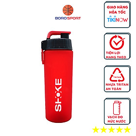 Bình nước thể thao tập gym kết hợp bình lắc whey shaker chất liệu TRITAN  dung tích 800ml CLEACCO dòng SHOKE  dung tích 800ml- tặng bóng khuấy - Đỏ