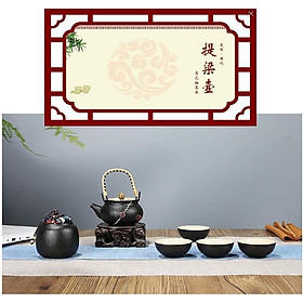 Bộ ấm trà hộp gỗ Nhật Bản cổ điển tráng men cao cấp - Skylife