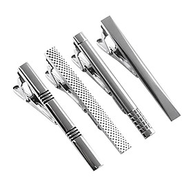 4pcs Fashion Mens Boys Silver Metal Necktie Tie Bar Clasp Pin Clip Gift