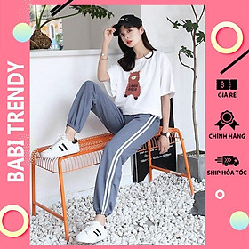 Quần jogger set áo quần jogger Line in hình cừu unisex nữ nam phong cách hàn quốc siêu đẹp – ST44 – babitrendy