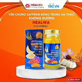 Yến chưng Saffron Đông trùng hạ thảo không đường Healwa (1 lọ x 150ml) với 15% yến nguyên