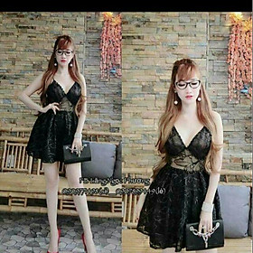 Đầm ren 2 dây xòe kết chuỗi