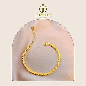 Lắc Tay TiTan Mạ Vàng 18K Bảng Mặt Vuông Đơn Giản Thời Trang Nữ | Lắc Tay CHIC CHIC 2C17