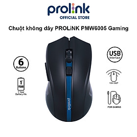 Chuột không dây PROLiNK PMW6005 kiểu dáng Gaming, tiết kiệm pin