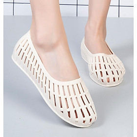 Giày nhựa đi mưa nữ đi biển chống trơn trượt đế bằng nhiều màu V250
