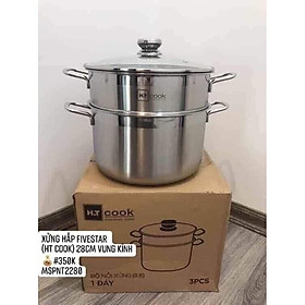 Mua nồi hấp 2 tầng chất liệu inox dùng bếp từ size 28cm giá hấp rời lỗ hấp nhỏ tiện lợi