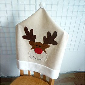 Christmas Elk Pattern Chair Cover Chair Back Cover Xmas Christmas Decoration for Home Party