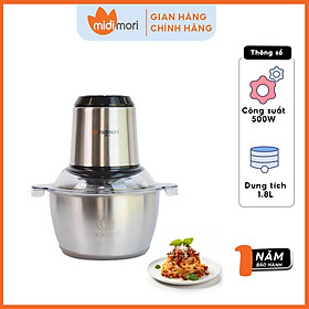 Máy Xay Thịt Đa Năng Thân Inox Chopper Midimori GC-24338 (500W) - Đen - Hàng chính hãng