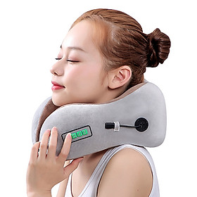 Gối ngủ massage chữ U tạo nhiệt hỗ trợ trị đau mỏi cổ pin sạc YIJIA YJ-818 - Màu ngẫu nhiên. Phù hợp đi tàu, xe, máy bay, văn phòng