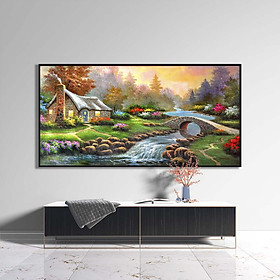 Tranh canvas phong cách sơn dầu - Phong cảnh Suối nhỏ - PC020