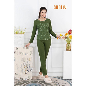 SP1967 Bộ đồ mặc nhà nữ cotton SUNFLY áo tay dài, quần dài