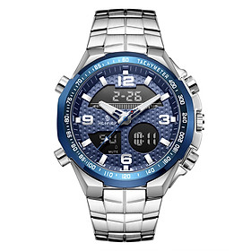 Đồng hồ đeo tay kỹ thuật số tương tự SENORS Nam doanh nhân chống thấm nước 3ATM với dây đeo bằng thép không gỉ đa chức năng-Màu xanh dương