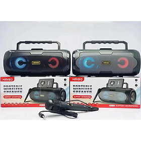 Loa Karaoke Bluetooth Xách Tay KIMISO KM-S6 (Đen) Mic Hát Có Dây Cắm Trực Tiếp, Bass Không Dây, Đèn Led Sống Động-4083- Hàng Nhập Khẩu( màu ngẫu nhiên)