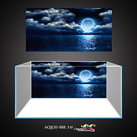Tranh dán bể cá - Tranh 3D cho bể thủy sinh - Bầu trời đêm với ánh trăng - Nhiều mẫu mã kích thước