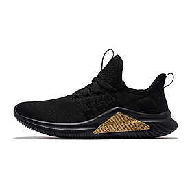 QIAODAN Giày Chạy Bộ Cho Nam 2023 Mới Thoáng Khí Ổn Định Nhẹ Chịu Mài Mòn Thời Trang Thể Thao Lưới Giày Sneaker XM1590208 Color: Black Golden (208A) Shoe Size: 7.5