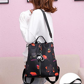Balo vải oxford chống trộm BL021 - Tặng kèm móc khóa gấu đen.