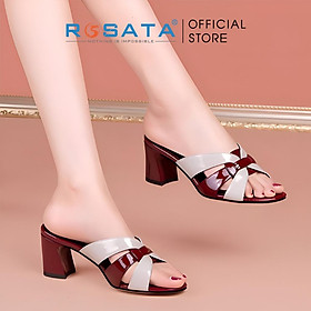 Dép sandal nữ ROSATA RO378 đế vuông cao gót 6 phân xỏ ngón mũi tròn thời trang xuất xứ Việt Nam - ĐỎ