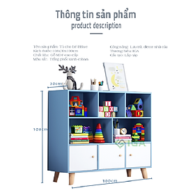 Tủ Sách 3 Tầng Xanh Cánh Trắng - GP141