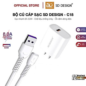 Mua Bộ Sạc Nhanh C18 50W hãng SD DESIGN hỗ trợ sạc nhanh an toàn cho các dòng điện thoại bảo hành 1 đổi 1