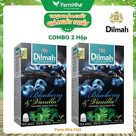 (Combo 2 hộp) Trà Dilmah Blueberry & Vanilla Hương việt quất & vanilla túi lọc 30g 20 túi x 1.5g - TInh hoa trà Sri Lanka