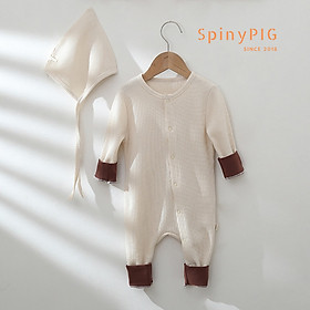 Bộ body kèm mũ cho bé 0-2 tuổi style Hàn Quốc cotton dệt kim dài tay thu đông