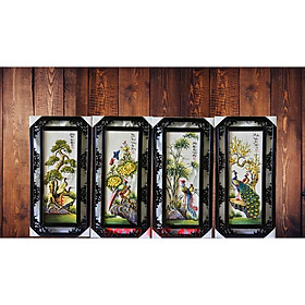 Mua Tranh tứ quý Bát Tràng họa tiết đắp nổi kích thước 43x87cm