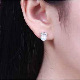 Bông Tai Bạc S925 Đính Hạt 8 Ly Dễ Thương - Trường Thịnh Ngọc Trai