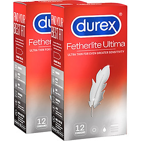 Bao cao su siêu mỏng Durex Fetherlite Ultima Hộp 12s + Hộp 12s