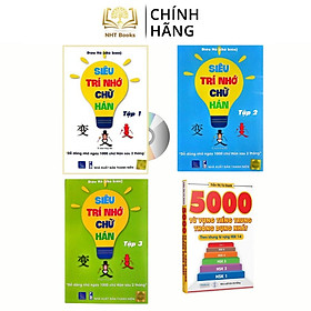 Combo 4 sách: Siêu trí nhớ chữ Hán tập 01 + tập 02 + tập 03 + 5000 từ vựng tiếng Trung thông dụng nhất