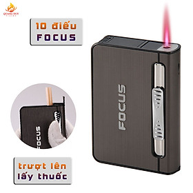 Mua Hộp đựng thuốc focus 10 điếu kiêm bật lửa khò 1 tia sang trọng tiện lợi