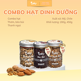Quà Tặng Oaky - Combo Hạt Dinh Dưỡng Cao Cấp Hạnh Nhân, Nhân Óc Chó Vàng, Nho Khô - Tặng Túi Giấy Sang Trọng