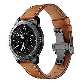 Dây Da Khóa Đen Chống Gãy Galaxy Watch 46 (Size 22mm)