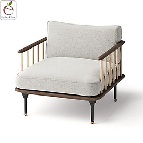 Mua Sofa Kalma Đơn - Sofa gỗ dạng nan tự nhiên  bọc vải  nỉ  da  màu tùy chọn. Hàng gia công tỉ mỉ.