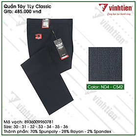 Quần Tây 1ly Classic 485 Vĩnh Tiến - Nhiều Màu