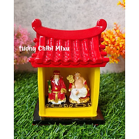 Miếu Thần Tài - Thổ Địa (gồm miếu size đại + tượng Thần Tài 4.5cm + tượng Thổ Địa 4.5cm) Bàn Thờ Thần Tài Thổ Địa decor decor phòng