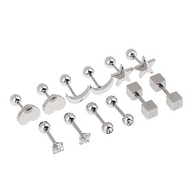 6 Pairs Female Stainless Steel Ball Screw Back Earrings  Studs