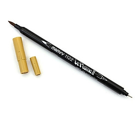 Bút lông hai đầu màu nước Marvy LePlume II 1122 - Brush/ Extra fine tip - Gold Ochre (23)